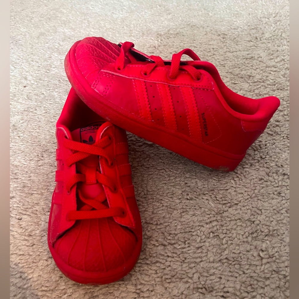Adidas Superstar - red - leather - toddler girls boys size 9